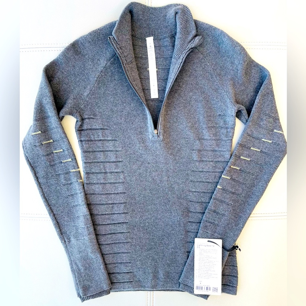 New! Lululemon Lightning Bold 1/2 Zip Sweater in Heathered Graphite | Size 4